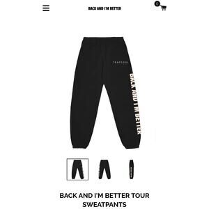 Trapsoul Bryson Tiller BACK AND I'M BETTER TOUR SWEATPANTS Black Men’s Sz XL